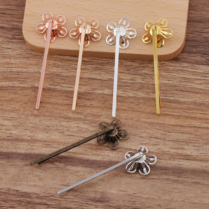 20pcs brass plating  Bobby Pins Leaves Flower Filigree Pad, Flower Hair Findings, Hair Accessories