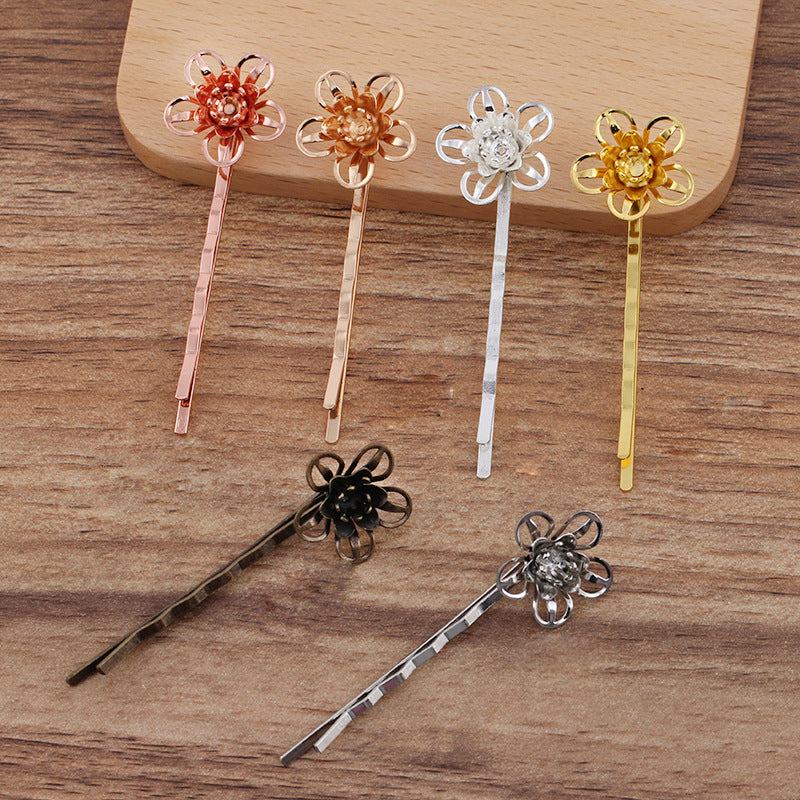 20pcs brass plating  Bobby Pins Leaves Flower Filigree Pad, Flower Hair Findings, Hair Accessories