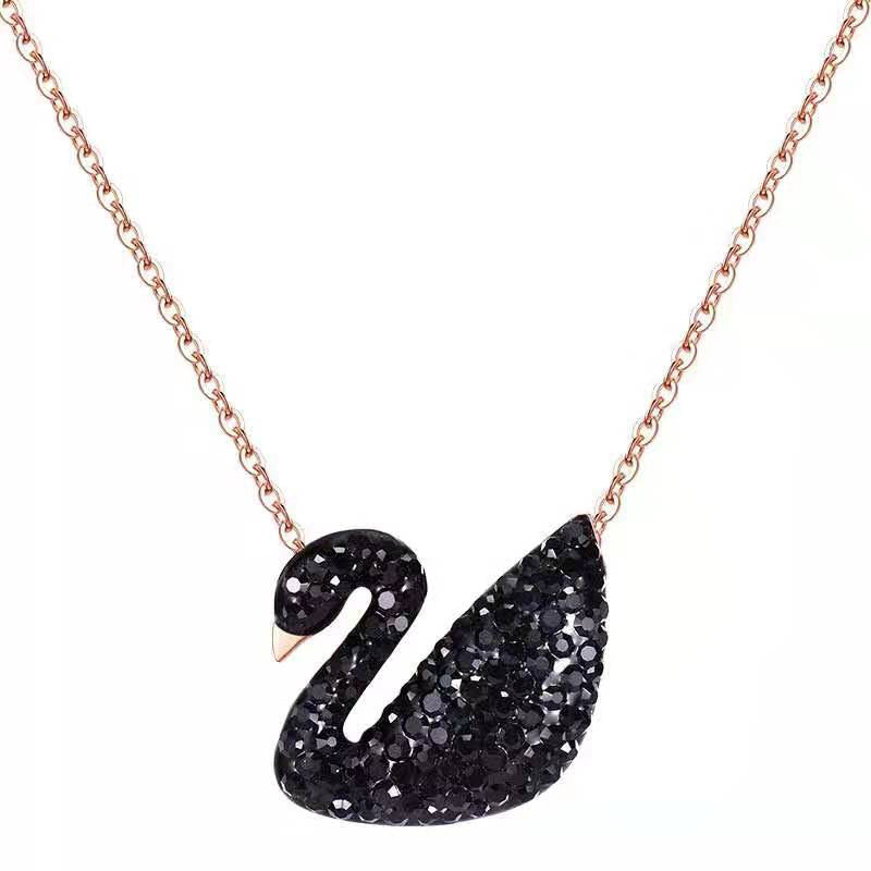 Inlaid zircon Swan necklace ,stainless steel vacuum electroplating chain all-match non-fading