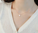 Stainless steel four-leaf clover necklace, Student female model simple clavicle chain jewelry, all-match non-fading pendant