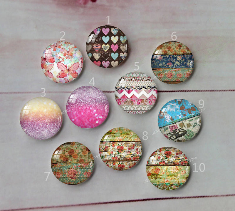 Handmade Round Photo Glass Cabochon Pattern A265