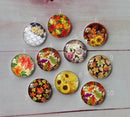 Handmade Round Photo Glass Cabochon flower A301