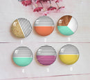 Handmade Round Photo Glass Cabochon geometric A329