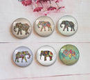 Handmade Round Photo Glass Cabochon Elephant A355