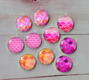 Handmade Round Photo Glass Cabochon geometric Pattern A456