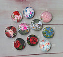 Handmade Round Photo Glass Cabochon flower Pattern A472