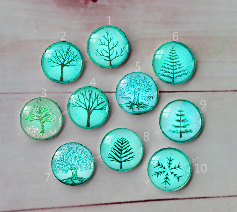 Handmade Round Photo Glass Cabochon tree A636