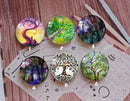 Handmade Round Photo Glass Cabochon plant tree 872