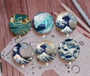 Handmade Round Photo Glass Cabochon Ocean waves 899