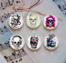 Handmade Round Photo Glass Cabochon Skull 1143