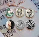 Handmade Round Photo Glass Cabochon Skull 1159