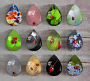 Handmade Teardrop Photo Glass Cabochons Plant 0flower Leaves A652