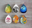 Handmade Teardrop Photo Glass Cabochons Plant tree A351