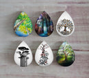 Handmade Teardrop Photo Glass Cabochons Plant tree A354