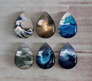 Handmade Teardrop Photo Glass Cabochons Ocean waves A377