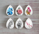 Handmade Teardrop Photo Glass Cabochons Plant flower A393