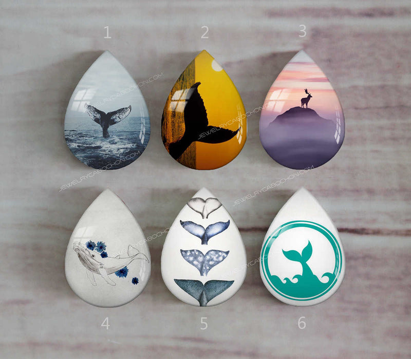 Handmade Teardrop Photo Glass Cabochons animal A410