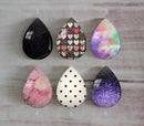 Handmade Teardrop Photo Glass Cabochons Geometry Glitter A416