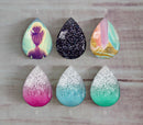 Handmade Teardrop Photo Glass Cabochons Geometry Glitter A439