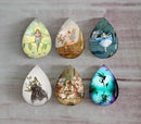 Handmade Teardrop Photo Glass Cabochons Elf A461