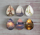 Handmade Teardrop Photo Glass Cabochons Iron tower A479