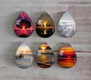 Handmade Teardrop Photo Glass Cabochons landscape A489