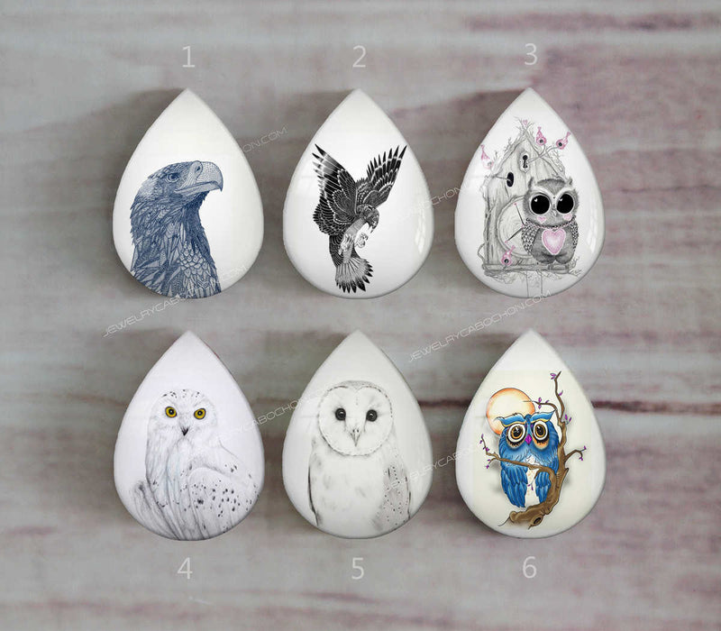 Handmade Teardrop Photo Glass Cabochons animal eagle A494