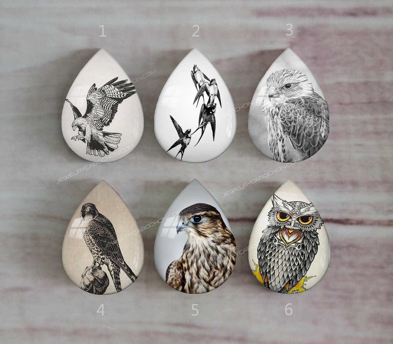 Handmade Teardrop Photo Glass Cabochons animal eagle A507