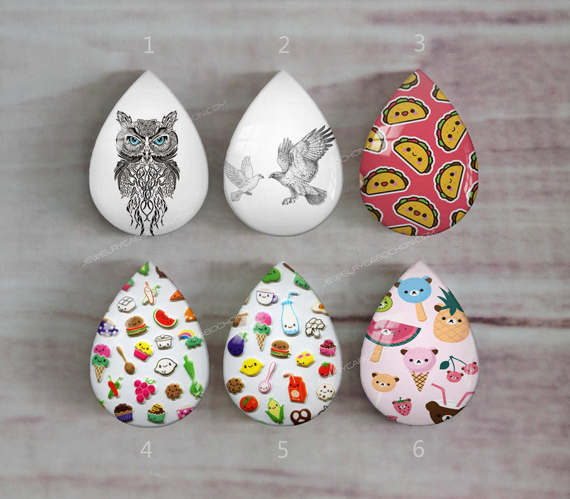 Handmade Teardrop Photo Glass Cabochons animal eagle A508