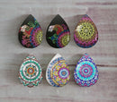 Handmade Teardrop Photo Glass Cabochons Geometric pattern A538