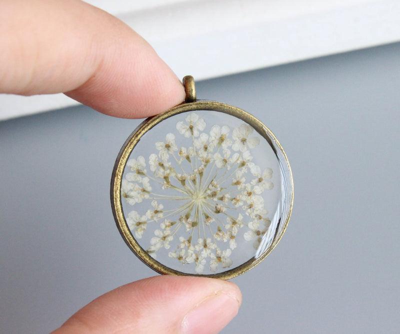 1pcs Handmade Pressed flower jewelry, pressed flower pendant necklace, Real dried flower jewelry wholesale