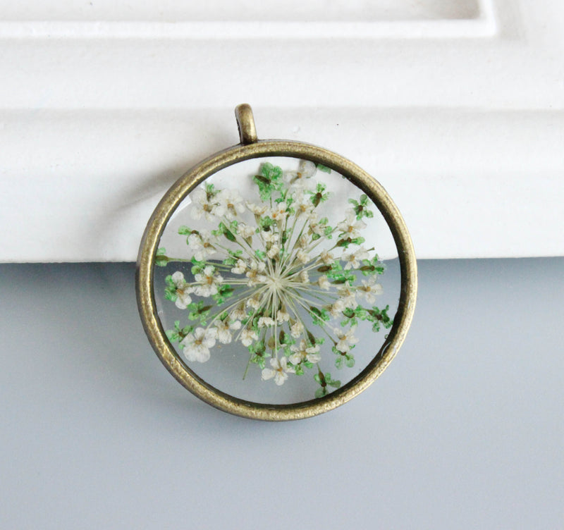 Oval Lace Dried Flower Necklace Hand Painted Small Tree Preserved Flower |  eBay
