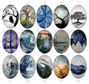 Handmade oval Photo Glass Cabochons tree 733