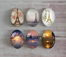 Handmade oval Photo Glass Cabochons Iron tower A479