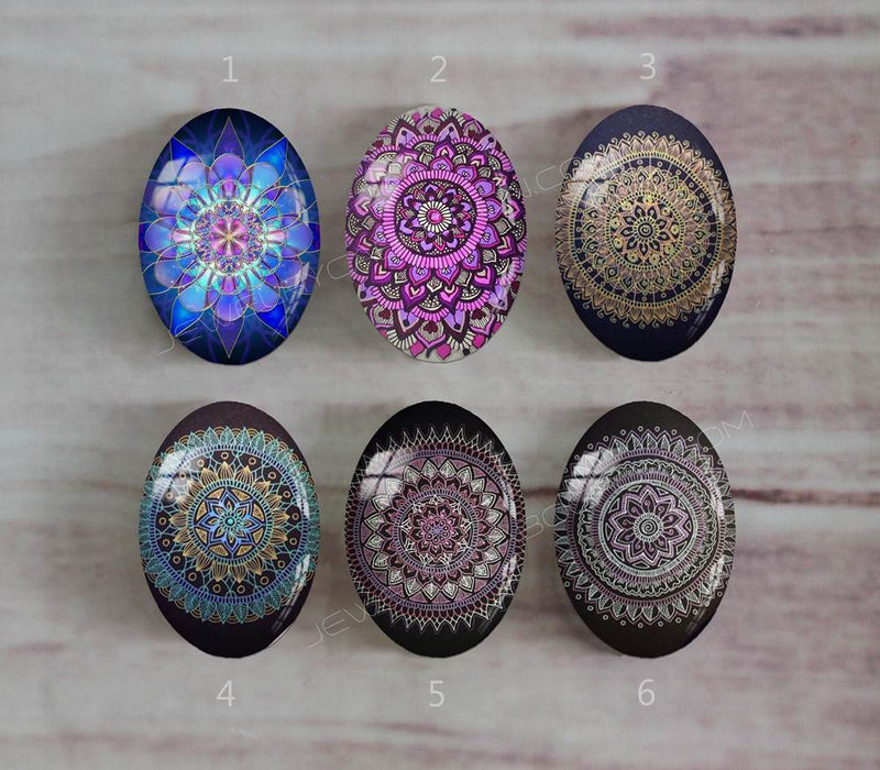 Handmade oval Photo Glass Cabochons Pattern A564