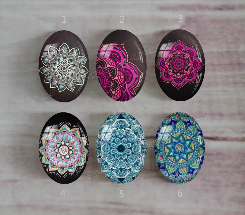 Handmade oval Photo Glass Cabochons Pattern A565