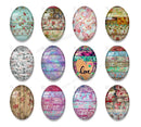 Handmade oval Photo Glass Cabochons Pattern A620