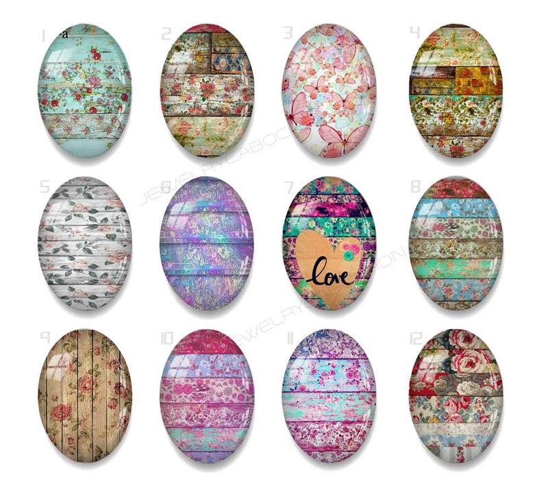 Handmade oval Photo Glass Cabochons Pattern A620