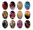 Handmade oval Photo Glass Cabochons Glitter A634