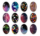 Handmade oval Photo Glass Cabochons Glitter A635