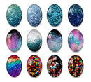 Handmade oval Photo Glass Cabochons Glitter A637