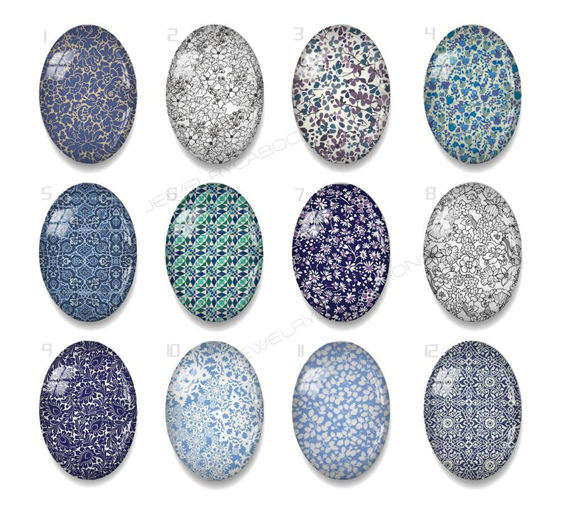 Handmade oval Photo Glass Cabochons Pattern A644