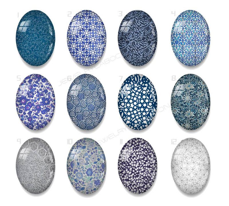 Handmade oval Photo Glass Cabochons Pattern A646