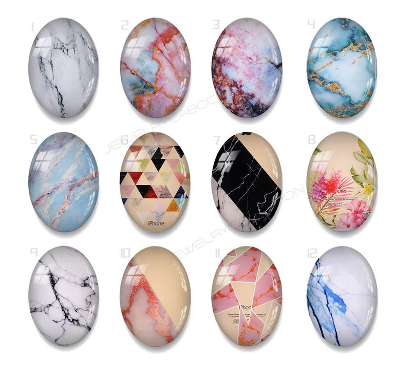 Handmade oval Photo Glass Cabochons geometric Texture A669