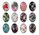 Handmade oval Photo Glass Cabochons plant flower A674