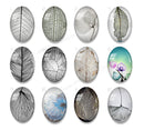 Handmade oval Photo Glass Cabochons Leaves A682