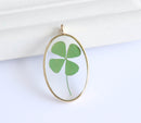 1pcs  Handmade Resin Clover pressed flower pendant necklace