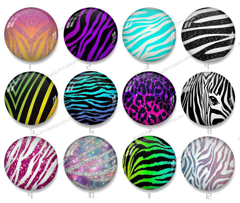 Handmade Round Photo Glass Cabochon Streaks 1018B