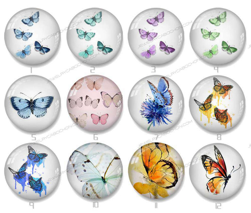 Handmade Round Photo Glass Cabochon butterfly 1038B