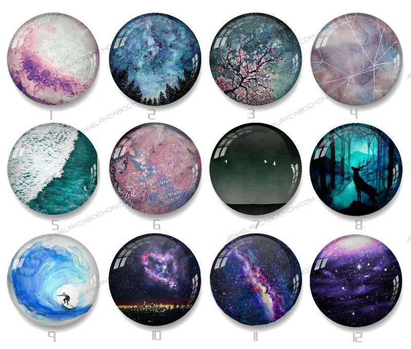 Handmade Round Photo Glass Cabochon landscape 1050B